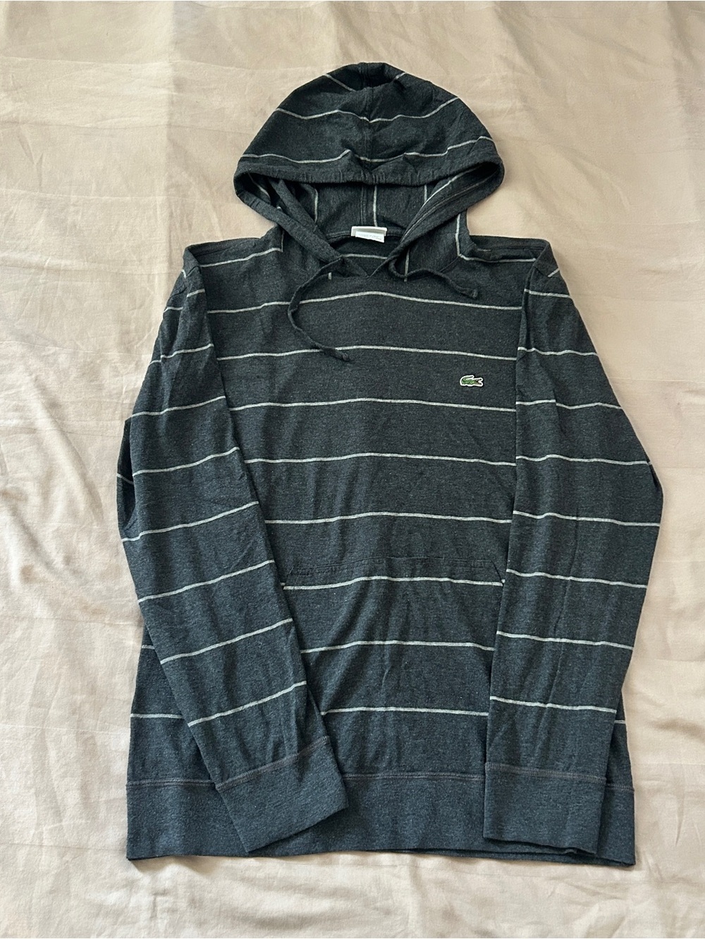 Lacoste Men’s Charcoal Gray Striped Hoodie M